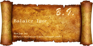 Balaicz Igor névjegykártya