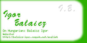 igor balaicz business card